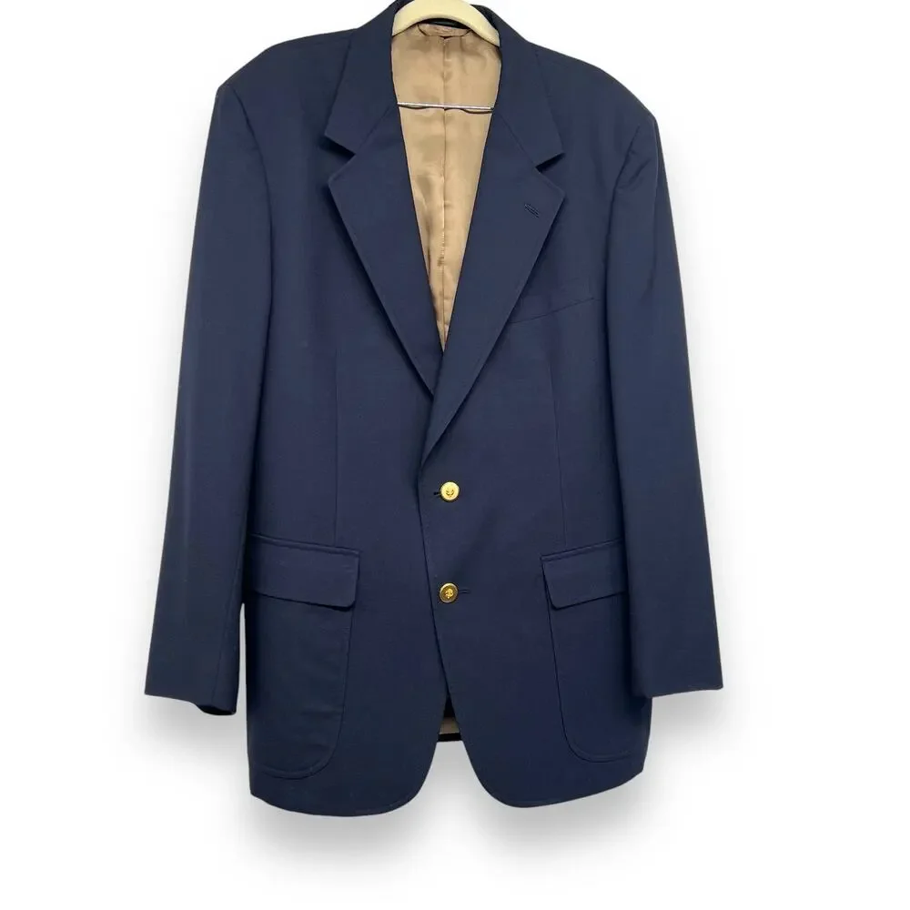 MARK SHALE Men’s Navy Blue Woven Wool Sport Coat  44R
